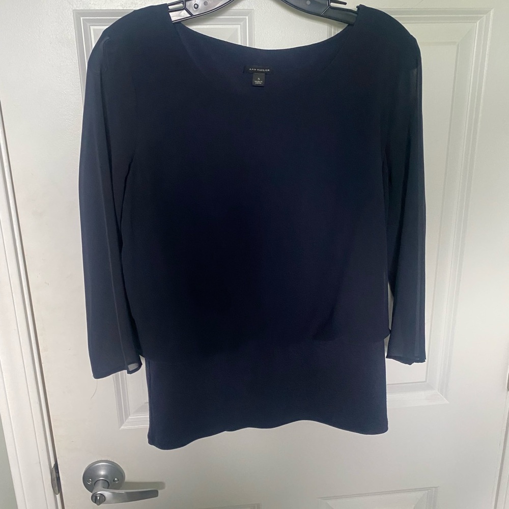 ann taylor navy shirt size small